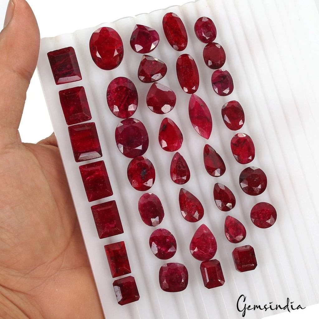 340 Cts/36 Pcs Natural Pigeon Blood Red Ruby Mix Cut Loose Gems Lot For Jewelry