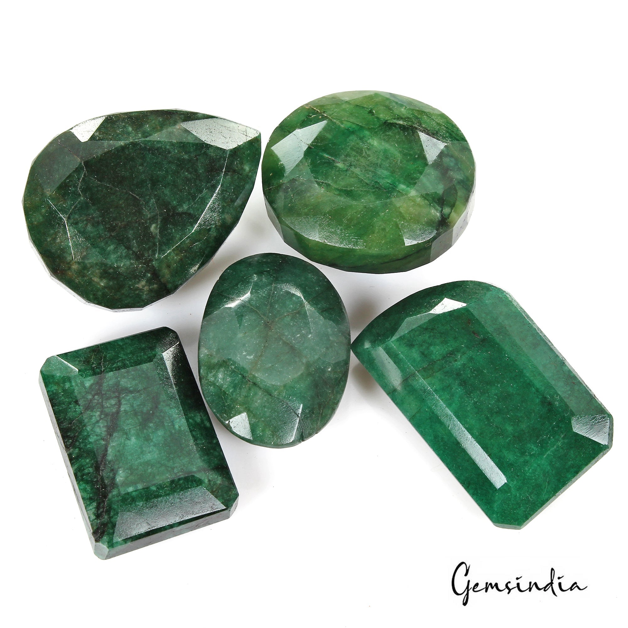 950 Cts/5 Pcs Natural Brazilian Bottle Green Emerald Mix Cut Loose Huge Gems Lot