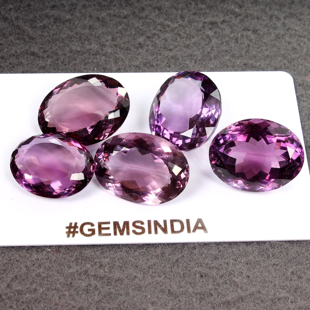143.80 Ct 5pcs Lot VVS Oval Natural Purple Amethyst - Unheated Brazil Gemstones