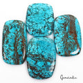 660 Cts/4 Pcs Natural Spiderweb USA Blue Turquoise Cushion Cab Loose Gems Lot