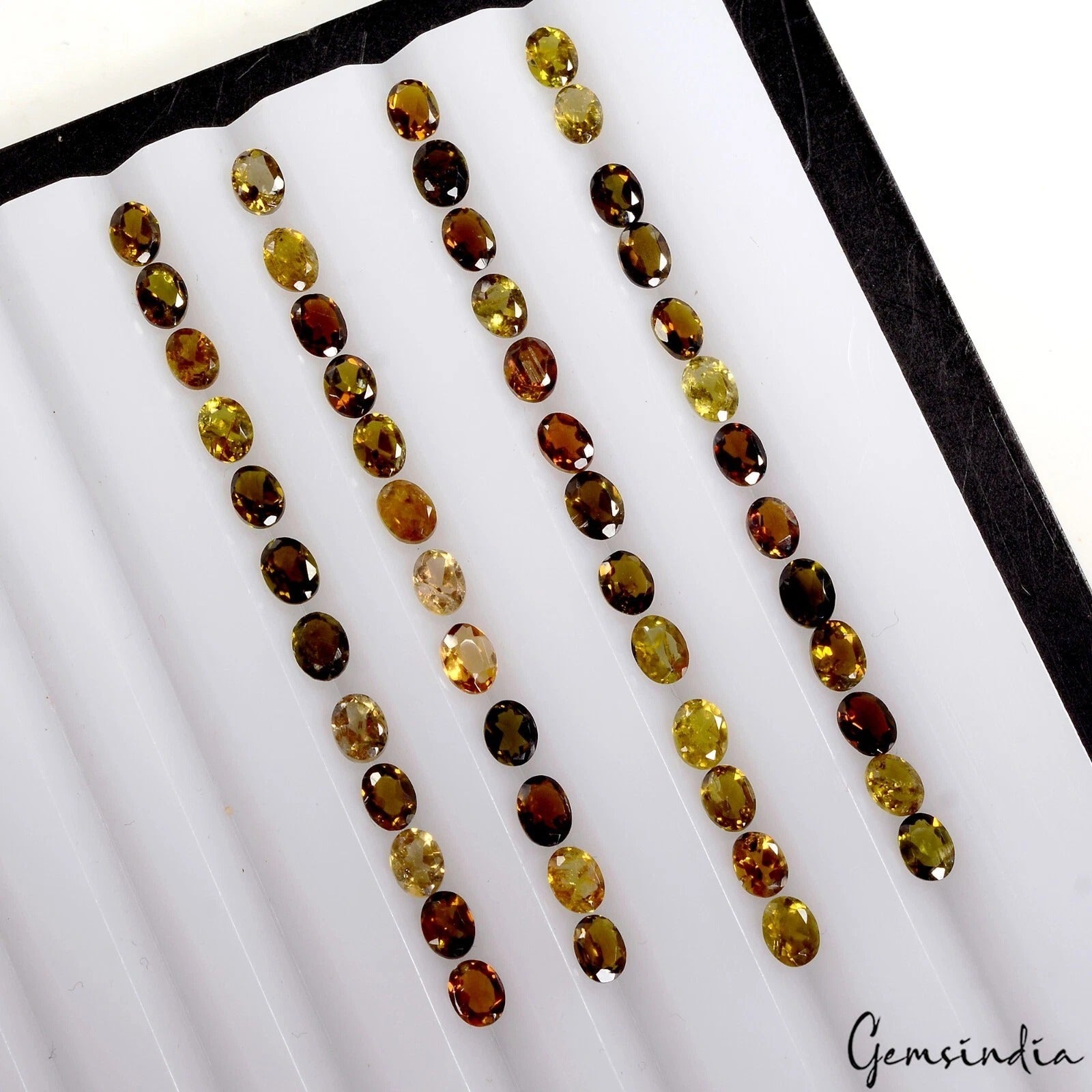Certified 8.35 Ct Natural Yellow Brown Tourmaline 4x3mm Loose Jewelry Gemstones