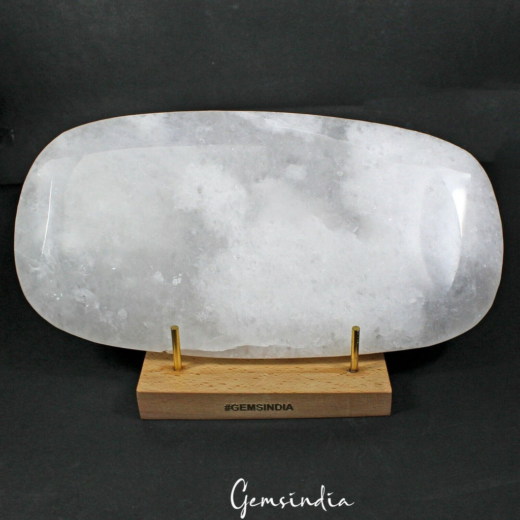 Huge 3 Kg Natural White Crystal Quartz Oval Faceted Museum Size Earth mined Gem