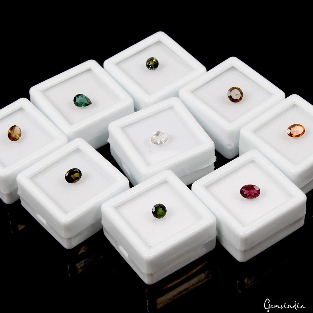 6.20 Ct/9 Pcs Natural Multi Tourmaline Mix Cut Loose Sparkling Gemstones 4mm-7mm