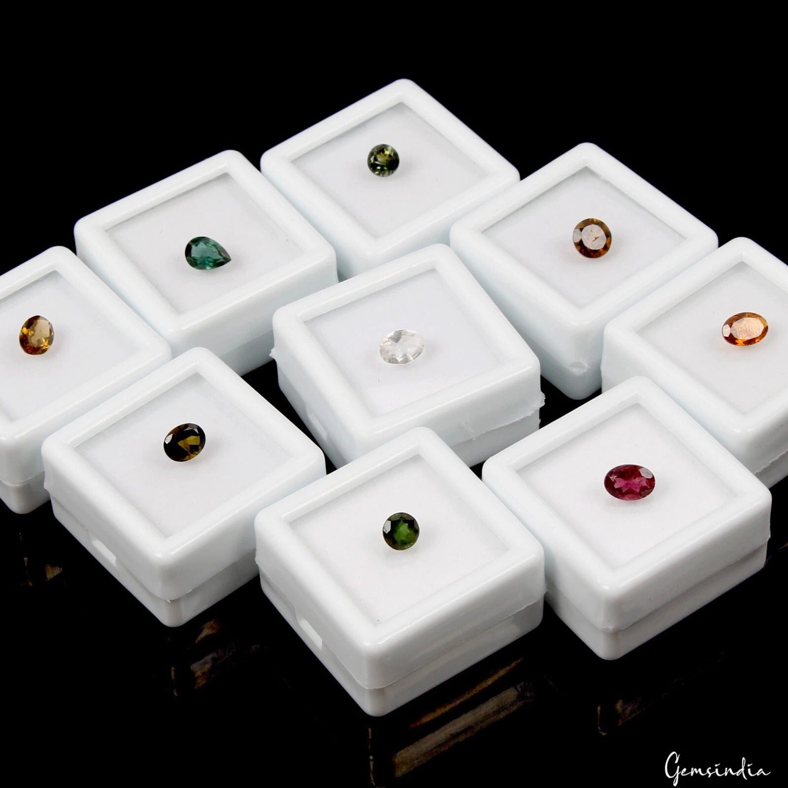 6.20 Ct/9 Pcs Natural Multi Tourmaline Mix Cut Loose Sparkling Gemstones 4mm-7mm