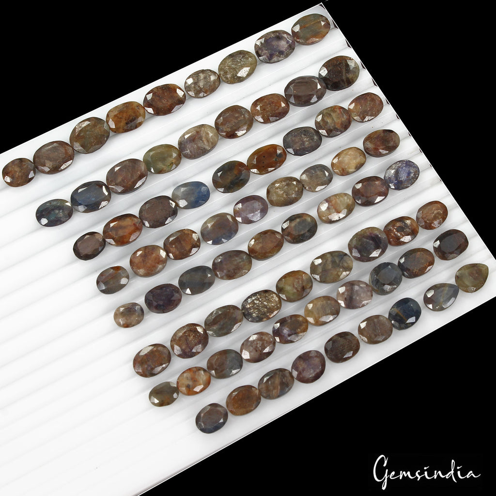 500 Cts/73 Pcs Natural Untreated Brown Blue Sapphire Mixed Cut Loose Gems Lot
