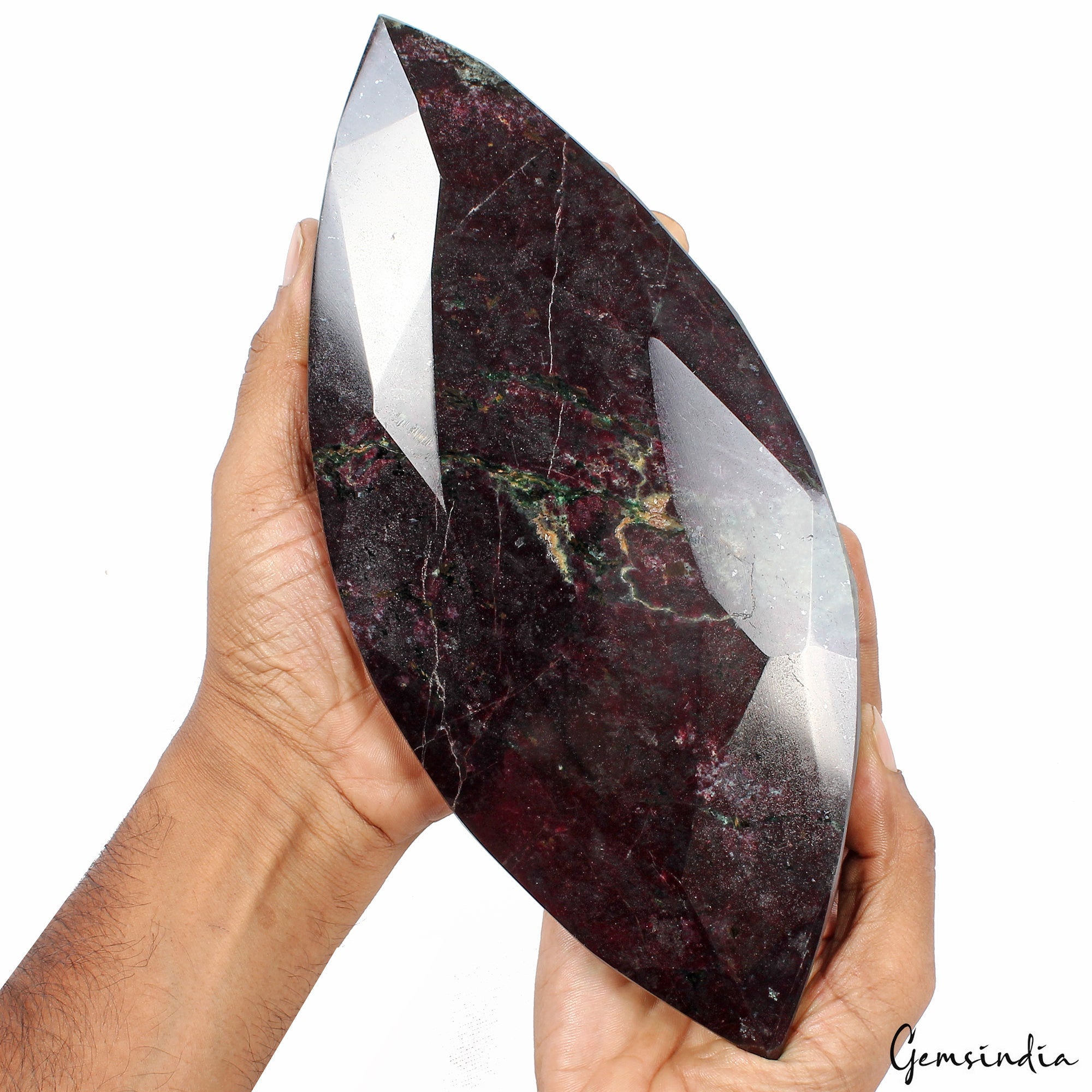 Large 2.2 Kg Natural Huge Green Red Ruby Zoisite Marquise Untreated Gemstone