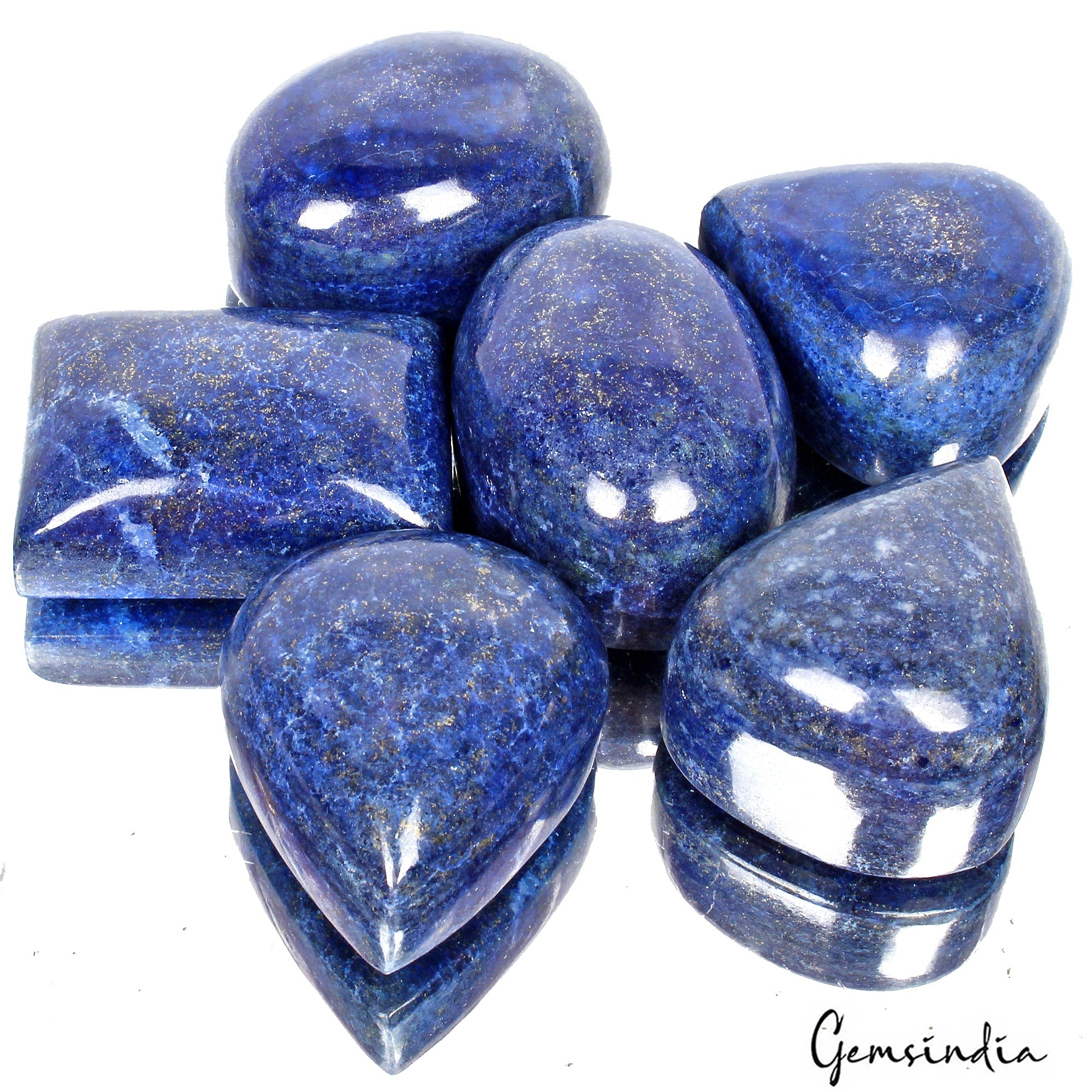 2920 Cts/6 Pcs Natural Gold Pyrite Blue Lapis Lazuli Mix Cab Wholesale Huge Gems