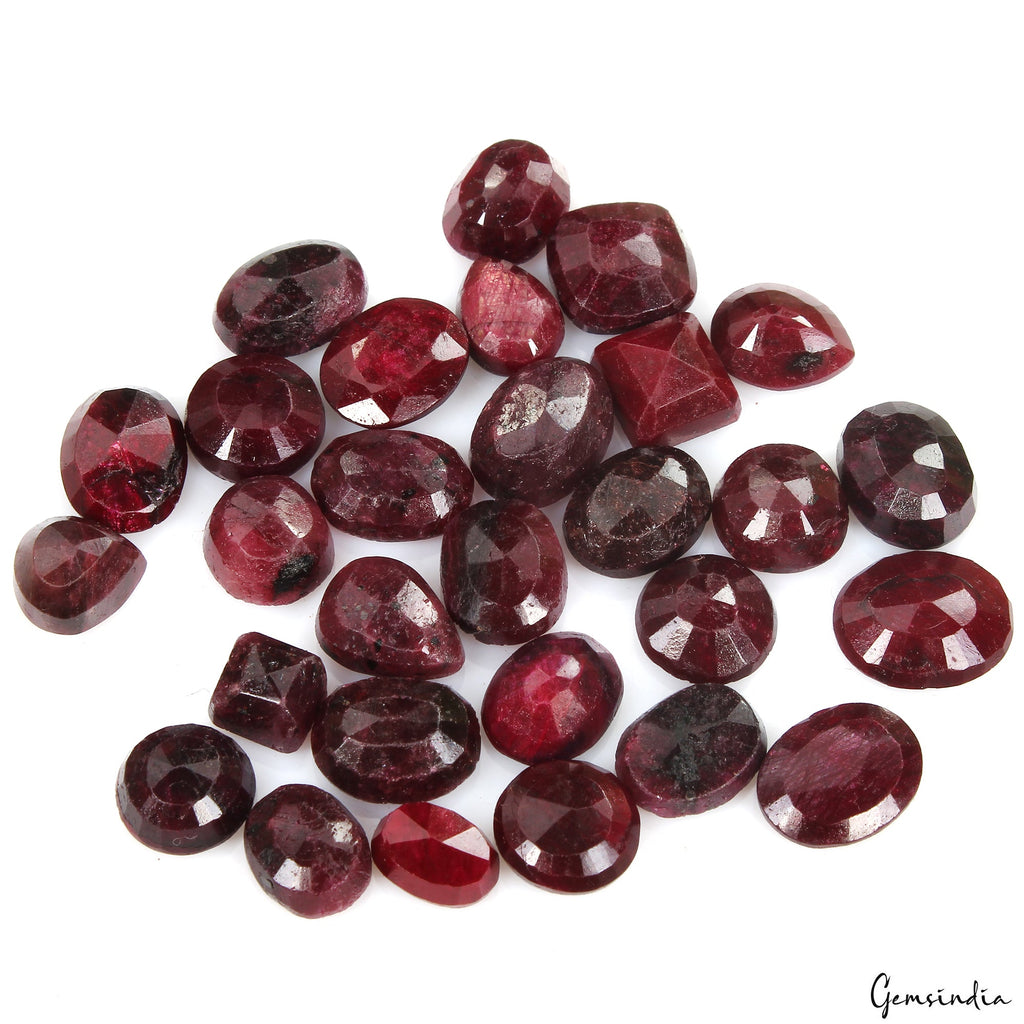 200 Cts/29 Pcs Natural Red Ruby Mixed Cut Loose Faceted 8-14mm Jewelry Gems Lot