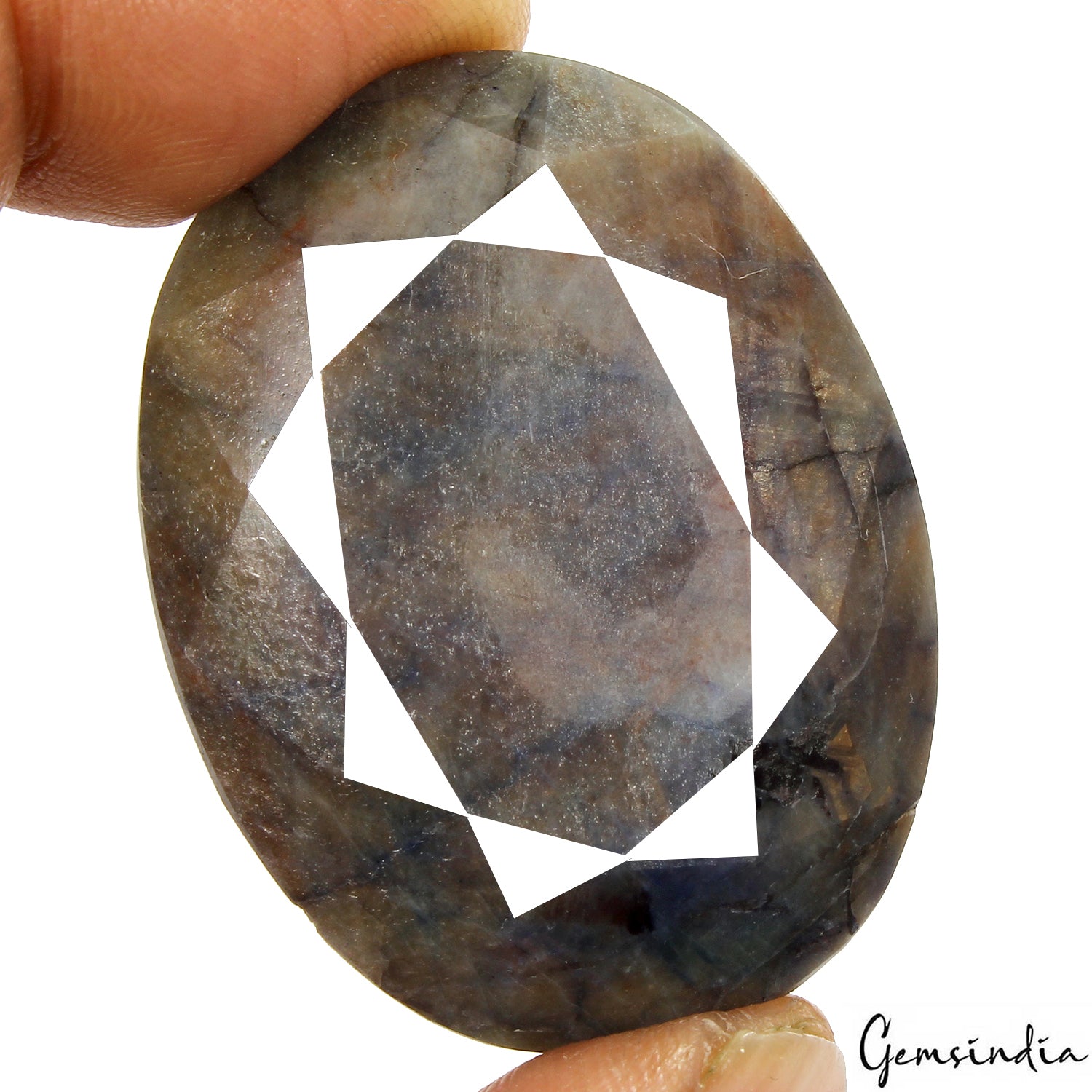 Blue Sapphire Loose Gemstone, Untreated, Gray — 44 x 33x 14mm, 199 Ct, Madagascar