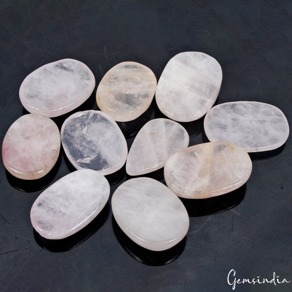 700 Cts/10 Pcs Natural Untreated Pink Rose Quartz Oval Cab Loose Wholesale Gems