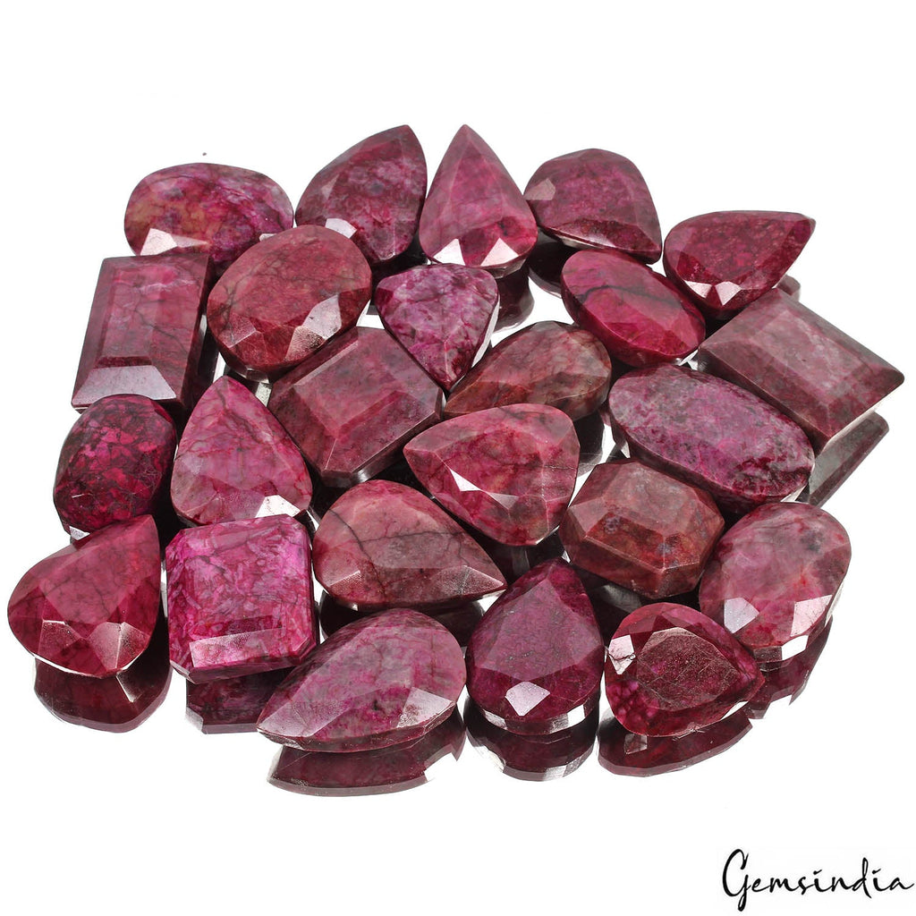 2 Kilo/24 Pcs Natural African Pink Red Ruby Mixed Cut Loose Gems Wholesale Lot