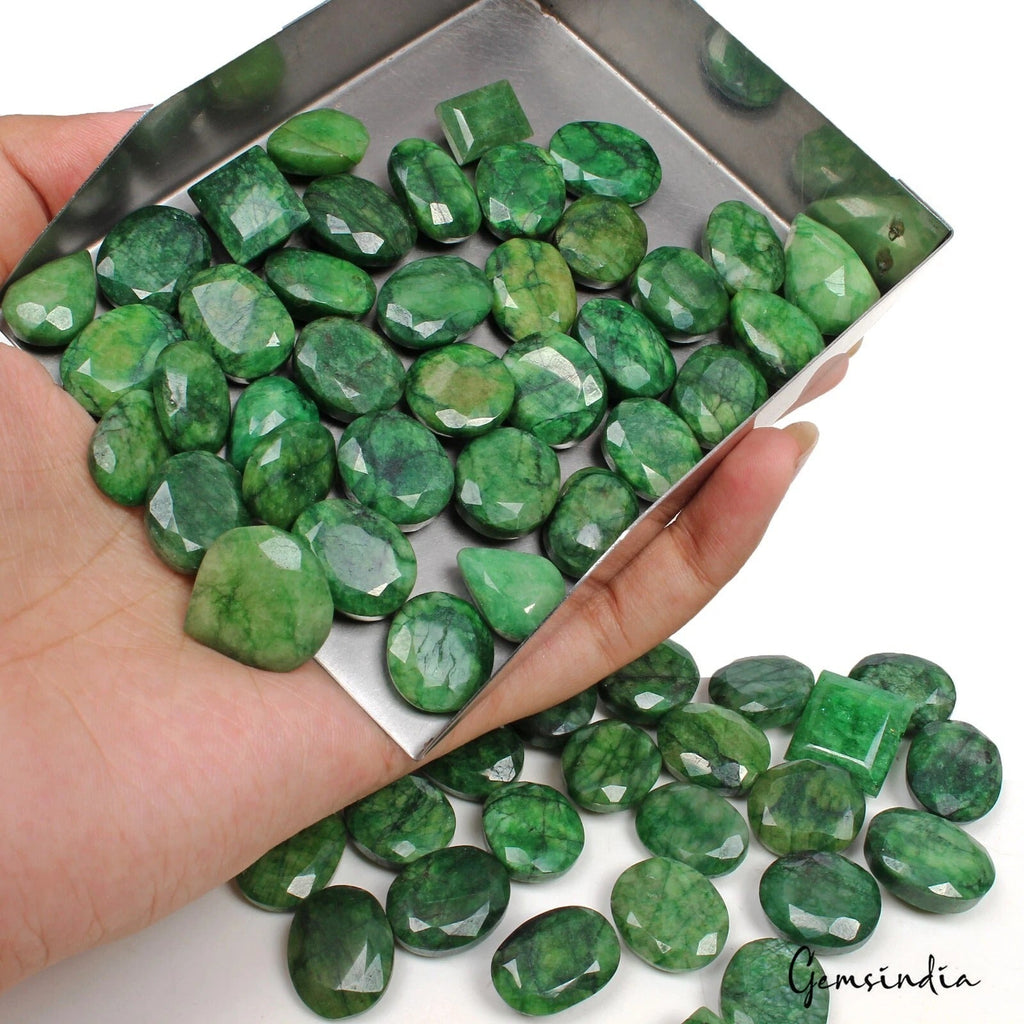 850 Ct Natural Green Brazilian Emerald Mix Shape Faceted Earth Mined Gems Lot