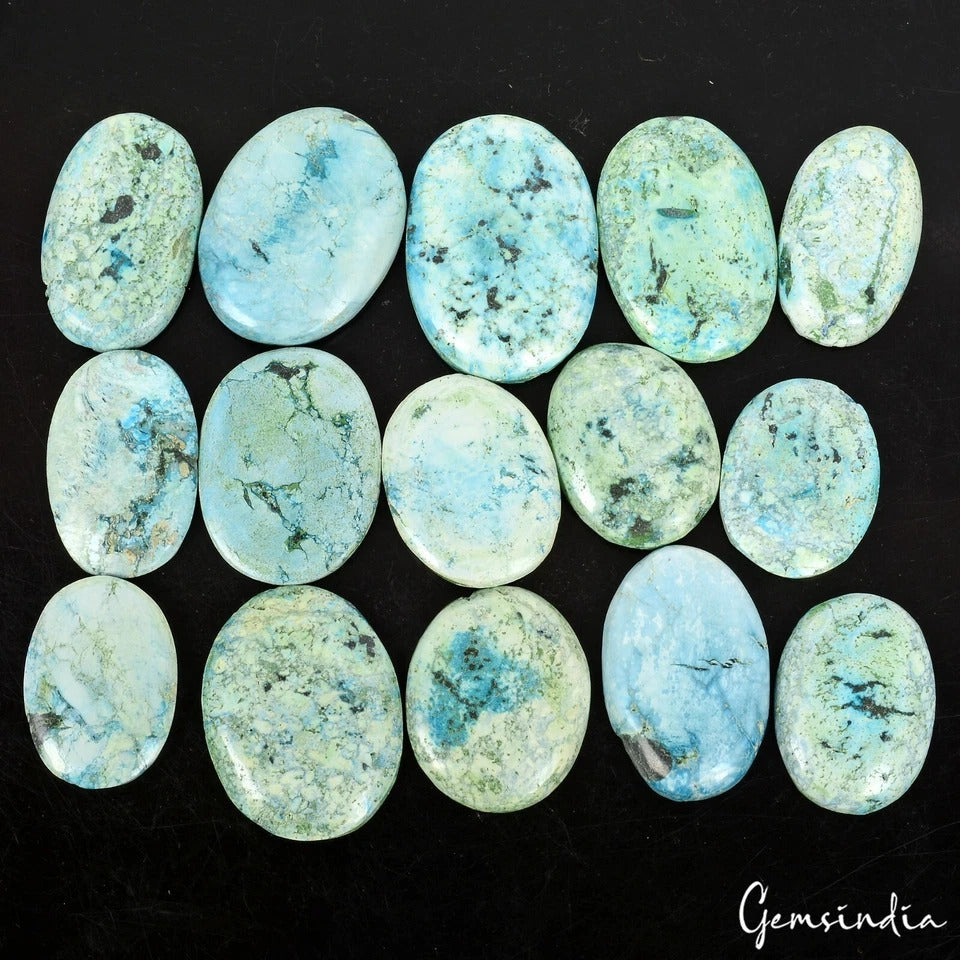 1290 Ct Green Blue Natural Turquoise Oval Shape Loose Cabochon 37-52mm Gemstones