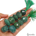 780 Ct Natural Green Brazilian Emerald Beaded Round Faceted Loose Gems Strand 7"