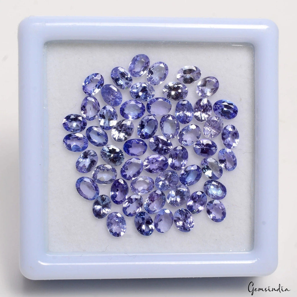 52Pcs Natural Untreated Tanzanite 4x3mm Oval Cut Sparkling Violet Blue Loose Gem