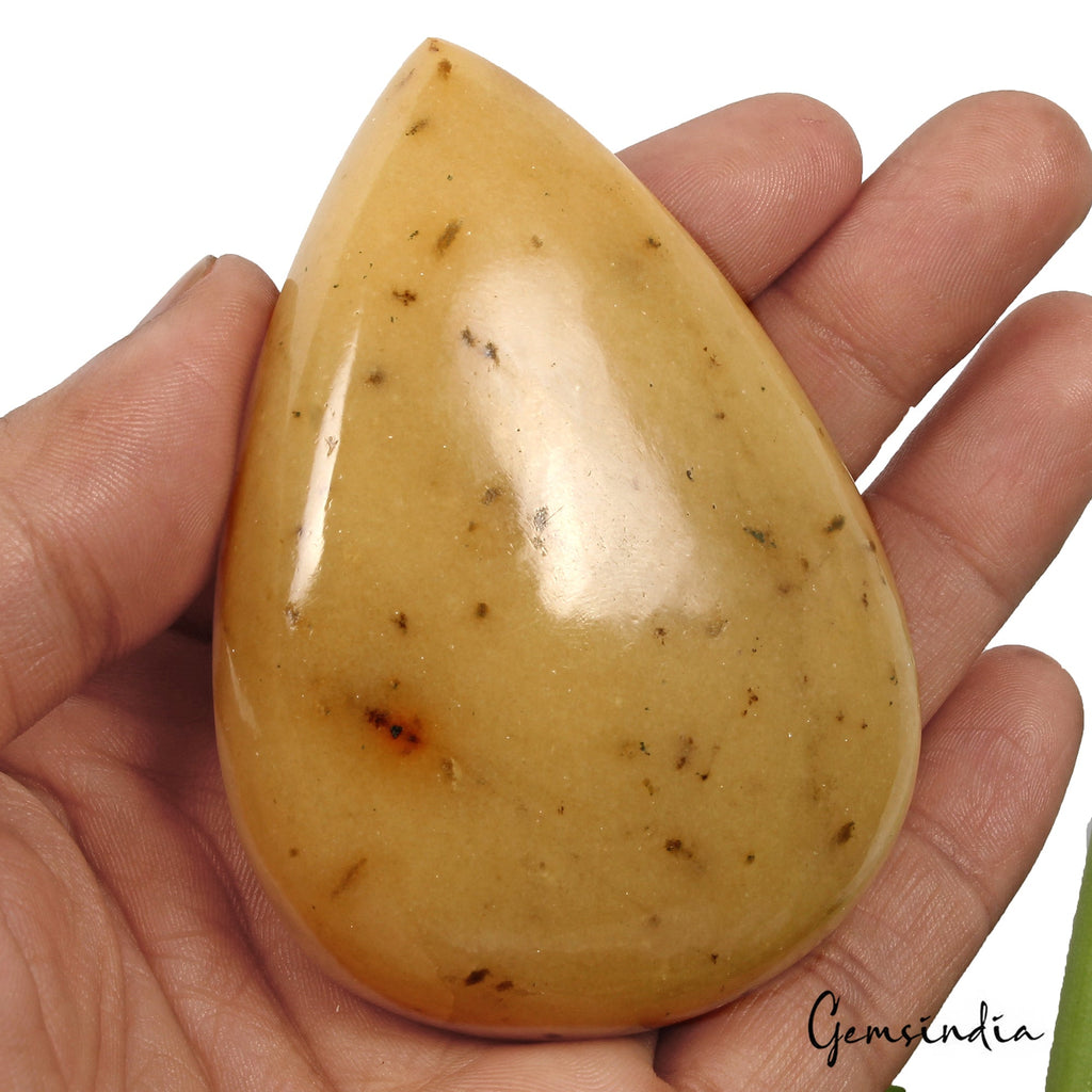 770 Ct Natural Yellow Aventurine Pear Cab Earth Mined Huge Size Loose Gemstone