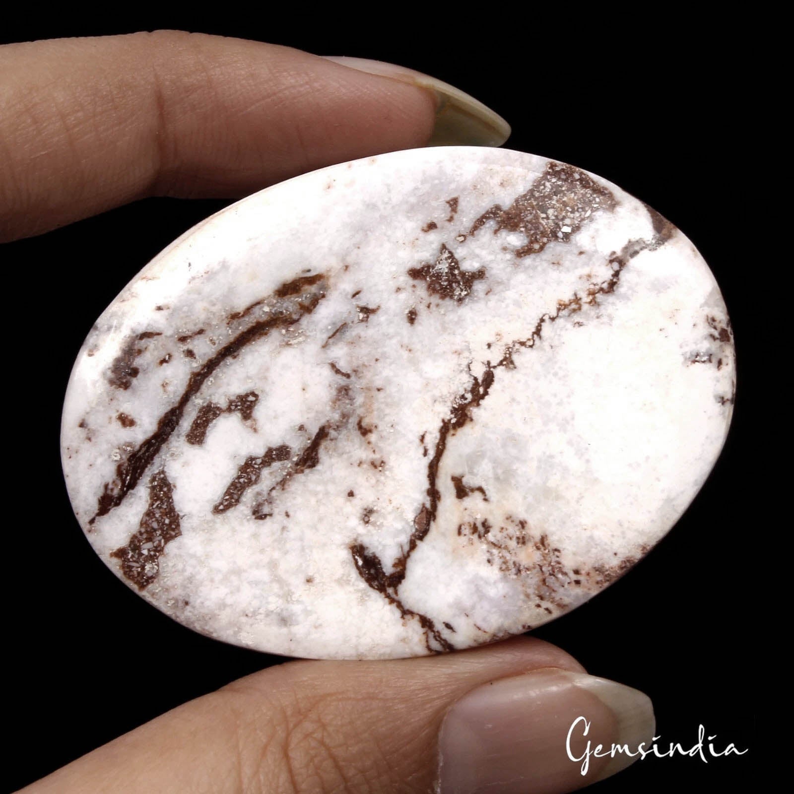 157 Cts Natural Untreated White Buffalo Turquoise Oval Cab Loose Gem For Pendant