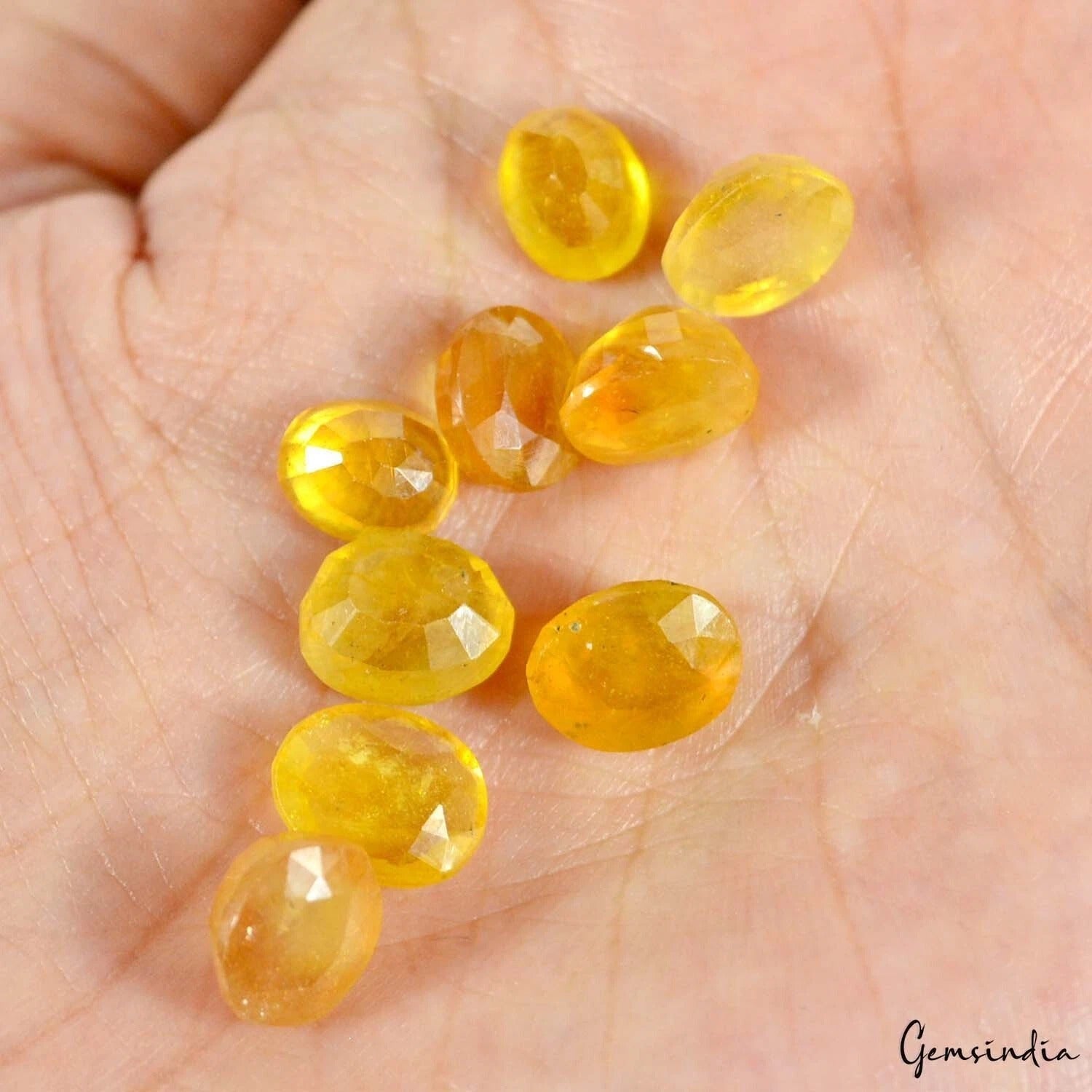 31.30 Cts/9 Pcs Natural Untreated Ceylon Yellow Sapphire (Pukhraj) Oval Cut Gems
