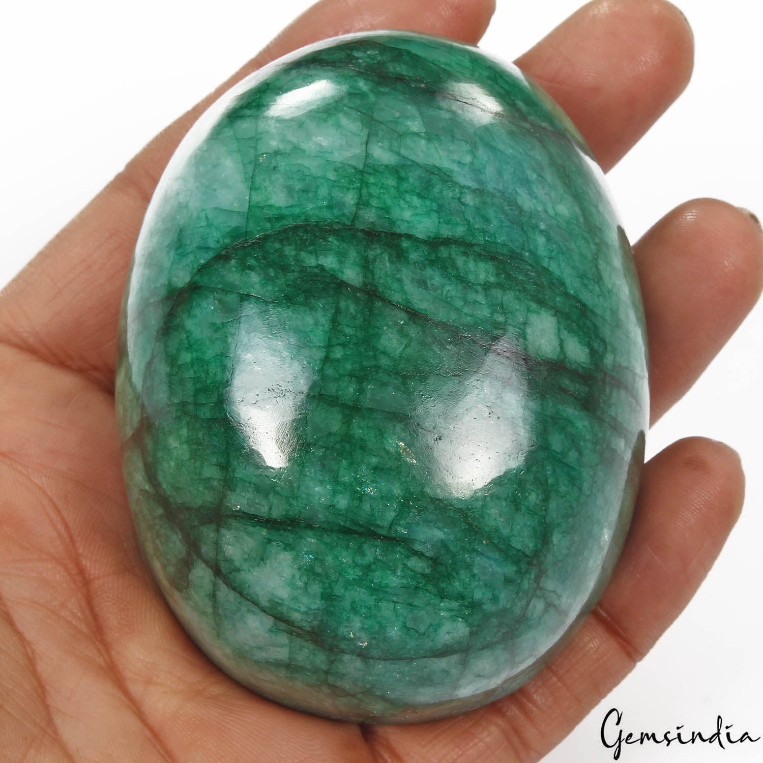 Emerald Cabochon, Color Enhanced, Green — 78x61x44 mm, 2170 Ct, Brazil