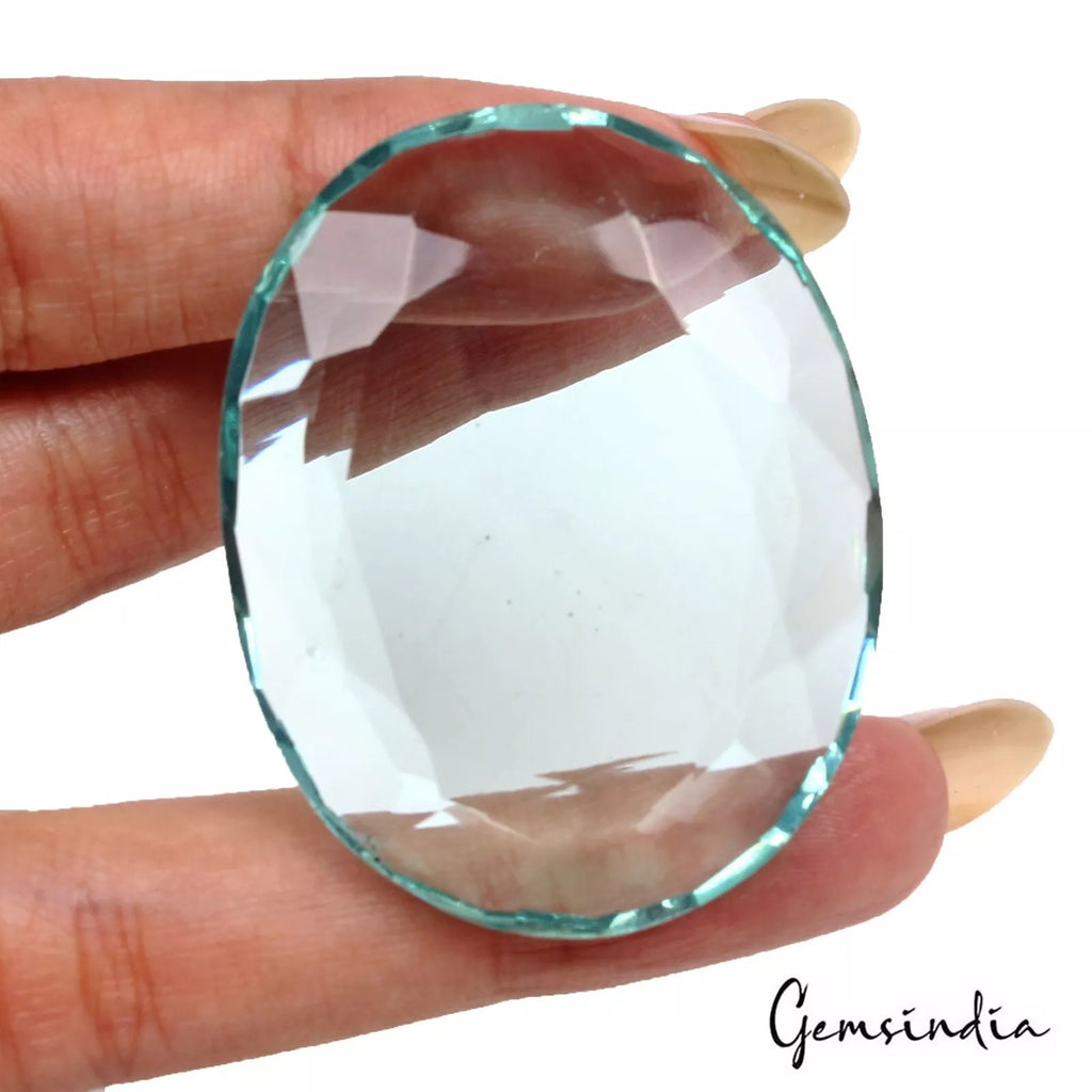 Aquamarine Loose Gemstone, Green — 46 x 36 x 8 mm, 115.00 Ct