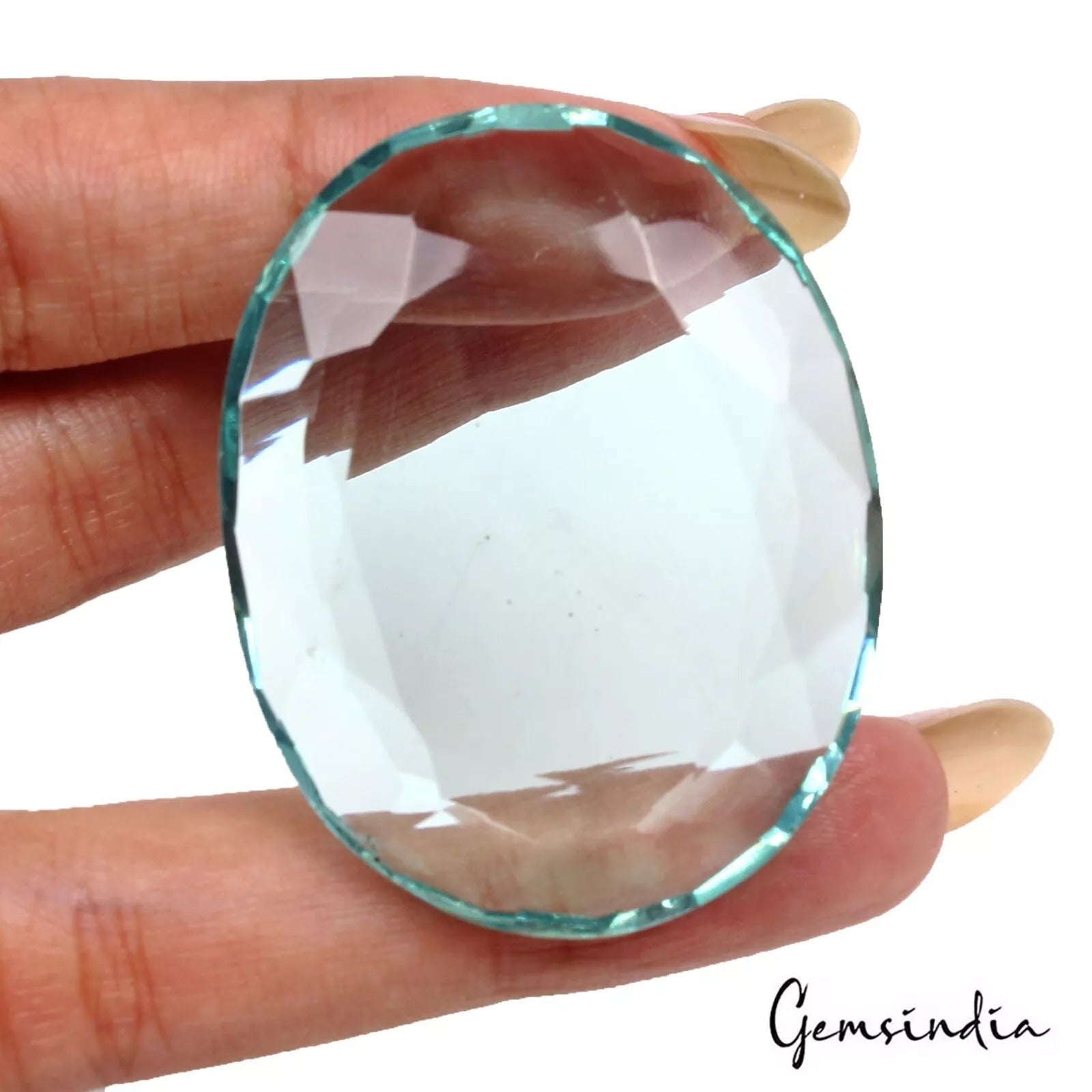 Aquamarine Loose Gemstone, Green — 46 x 36 x 8 mm, 115.00 Ct