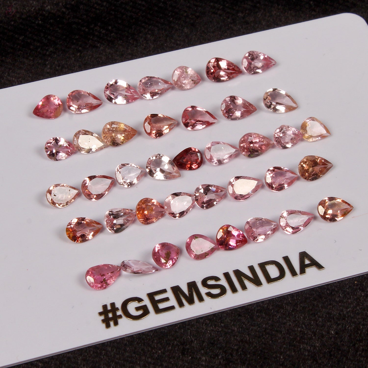 Certified 12.20 Cts/39 Pcs Natural Rubellite Tourmaline Pear Cut 5-6mm Gemstones