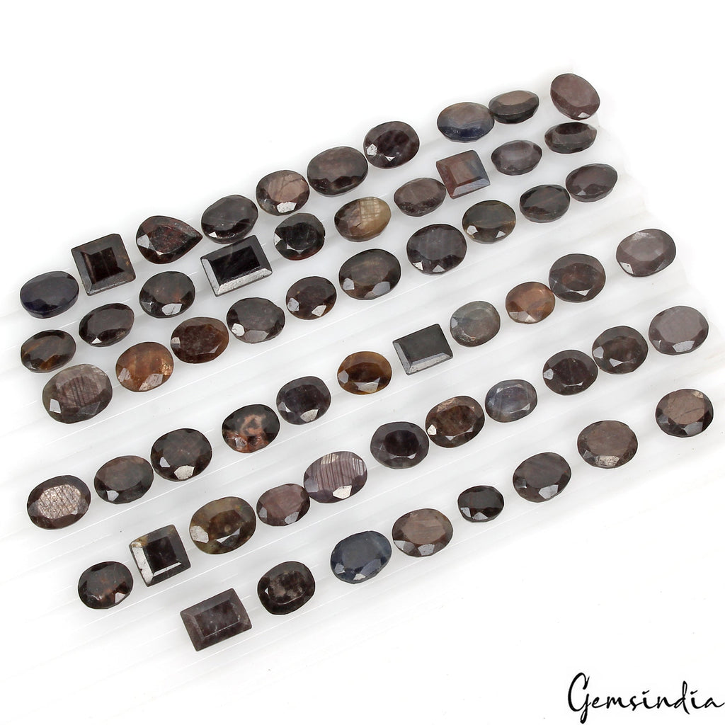 230 Ct/60 Pcs Natural Untreated Brown Black Sapphire Oval Cut 8mm-11mm Gemstones