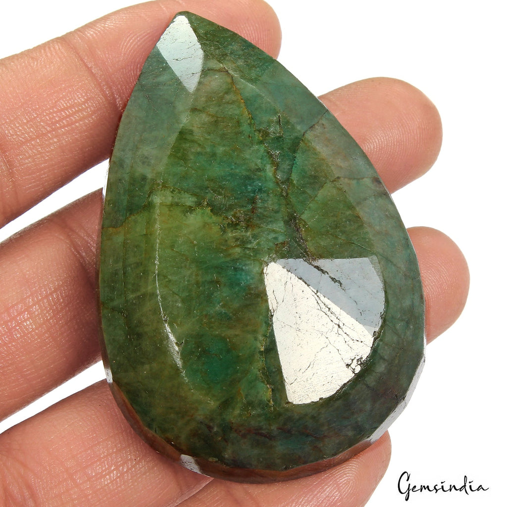 400 Ct Natural Green Emerald Pear Faceted Earth Mined Loose Gems From Brazil