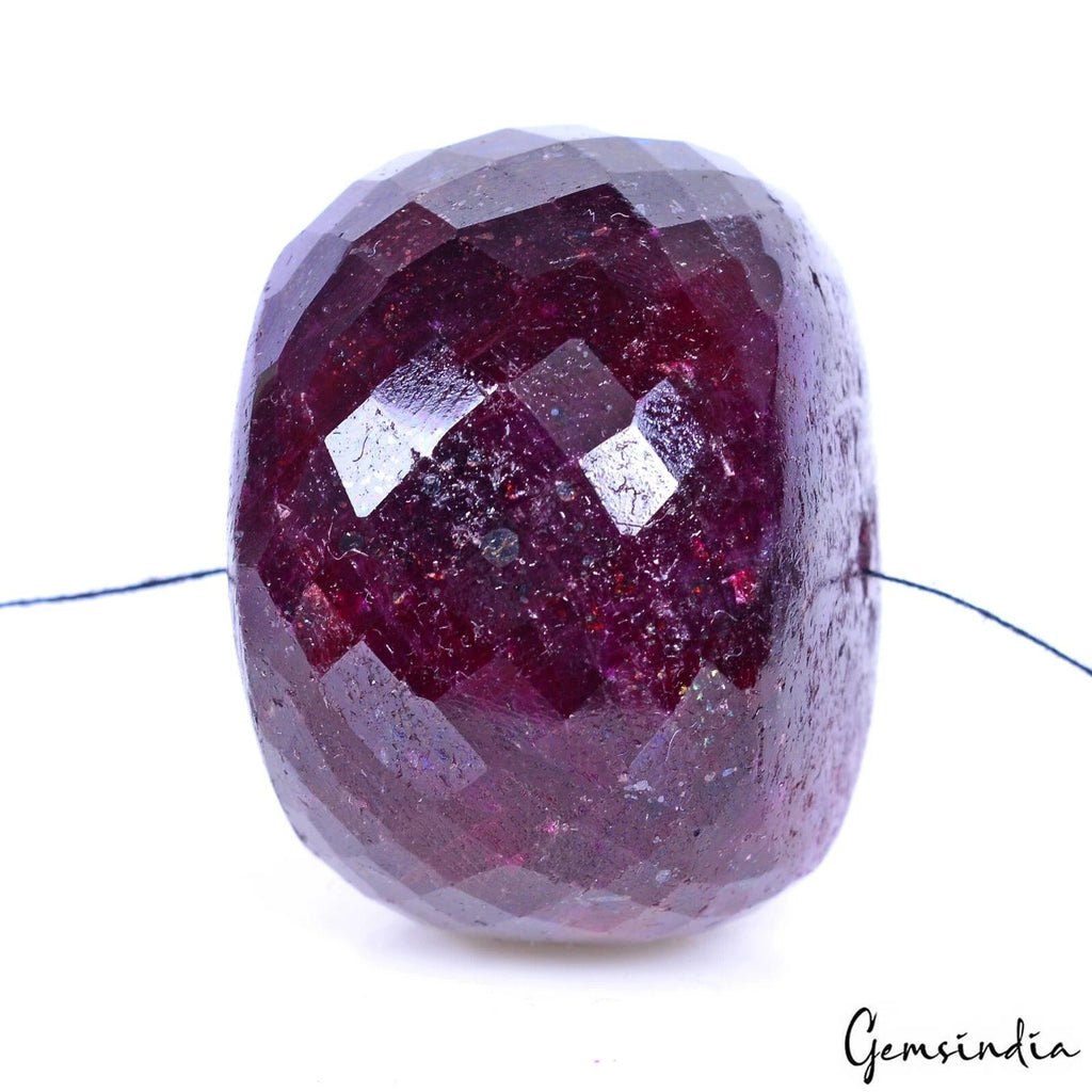 Jumbo Size 380Ct Natural Red Ruby Gemstone 38mm Round Checker Cut Certified Bead
