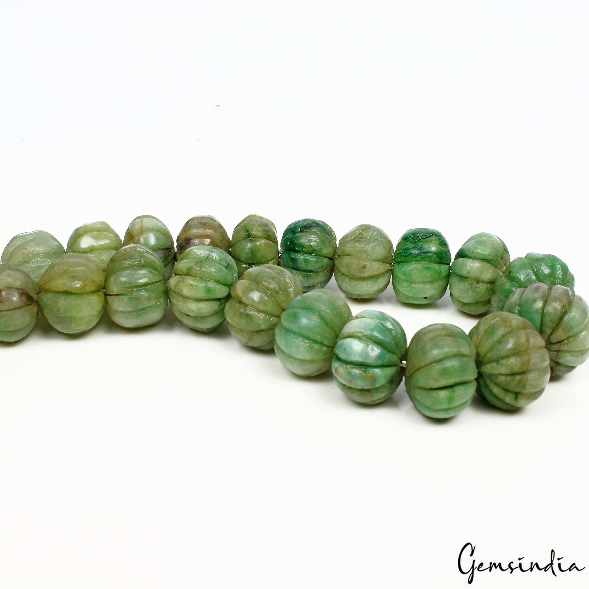 600 Ct Natural Green Brazilian Emerald Pumpkin Hand Carved Loose Gems Stand 11"