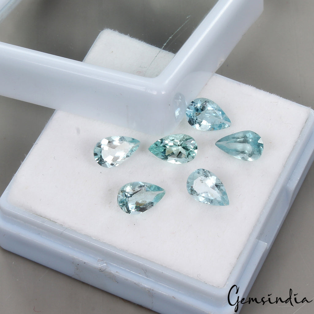Aquamarine Lot, Loose Gemstone, Untreated, Blue — 6 Pieces, 8x5mm, 4.20 Ct, Brazil