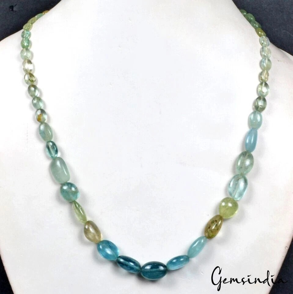 Aquamarine Necklace, Untreated — 7mm to 14mm