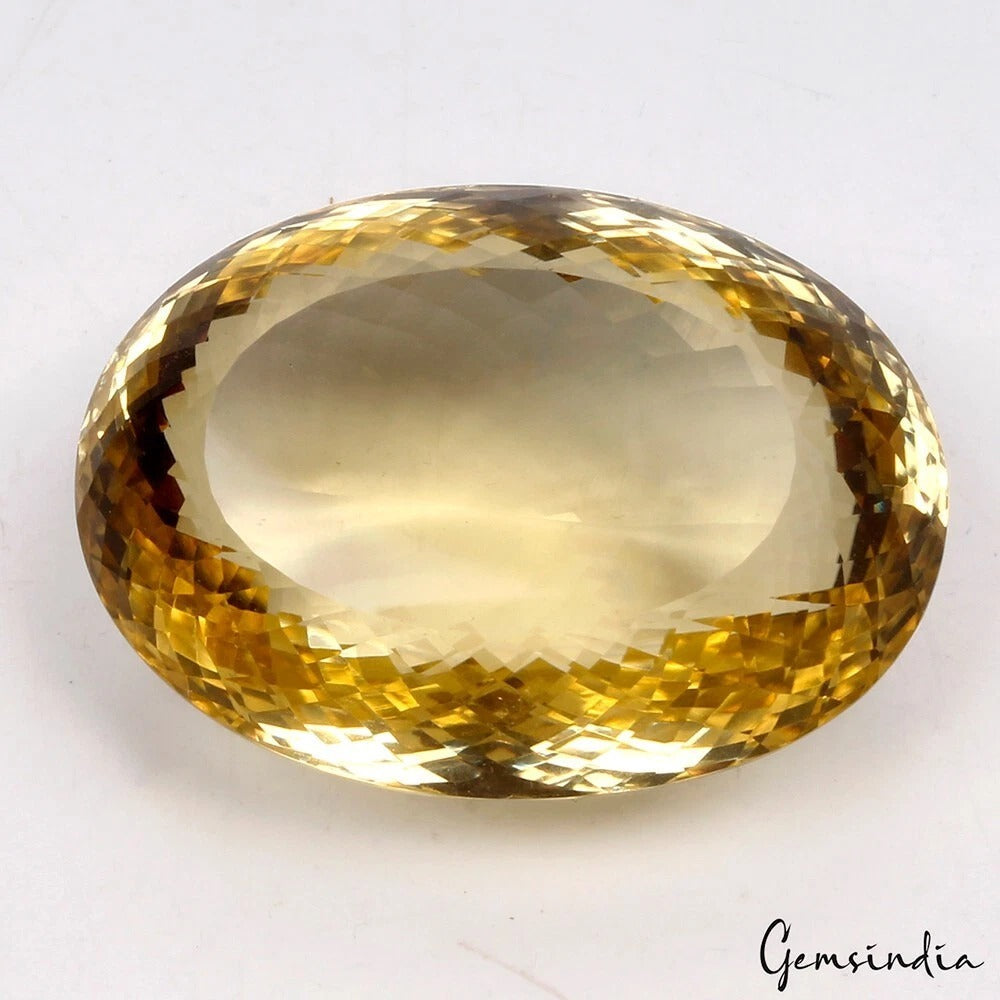 Certified 135.20 Cts Natural Brazilian Yellow Citrine Oval Faceted Precious Gem