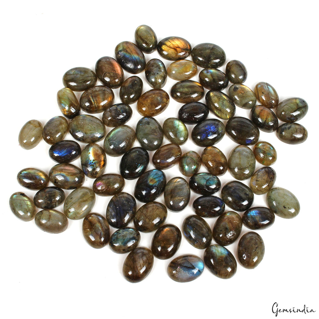 480 Cts/63 Pcs Natural Untreated Fire Shine Labradorite Oval Cab Wholesale Gems