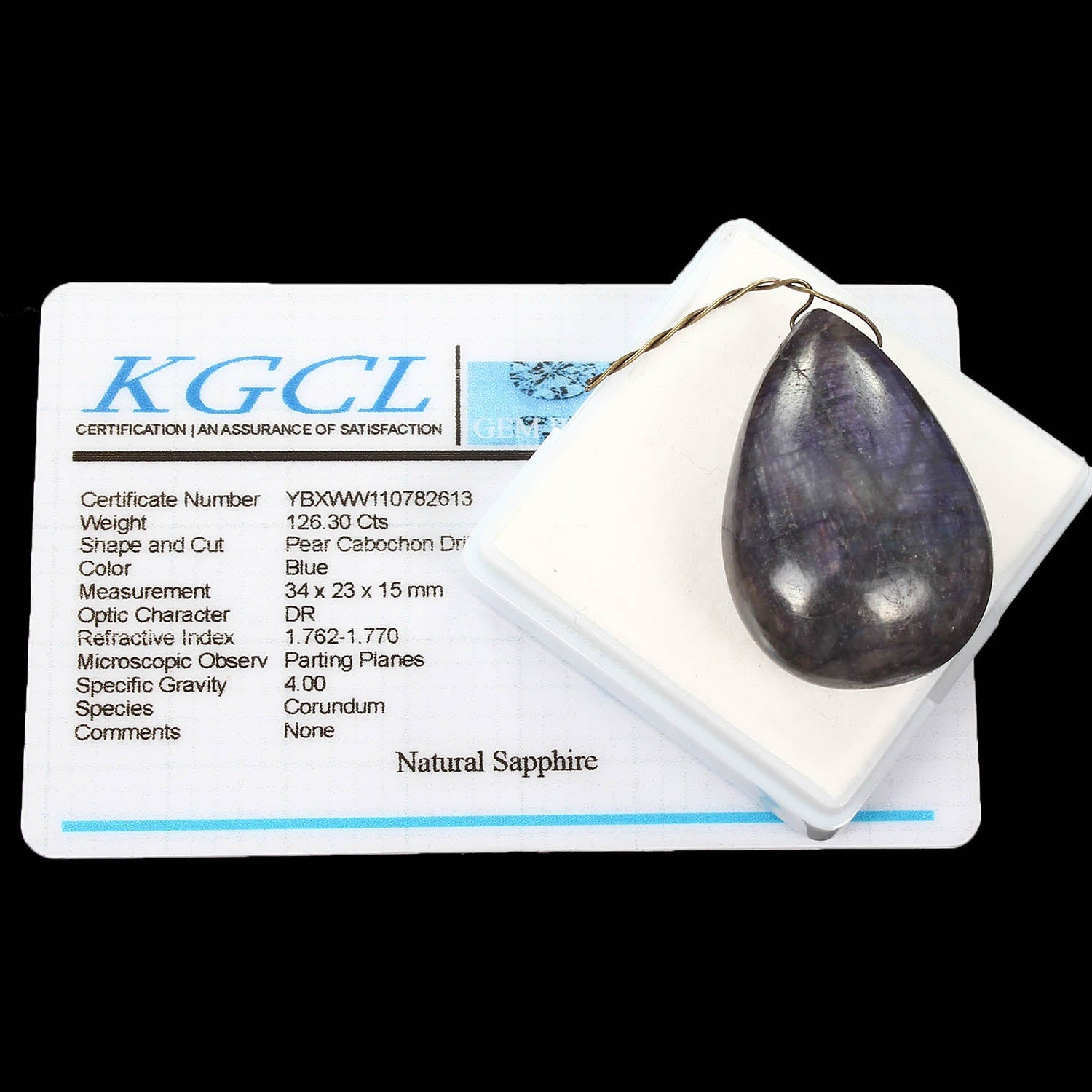 Certified 126.30 Cts Natural Gray Blue Sapphire Pear Cab Drilled Briolette Gem