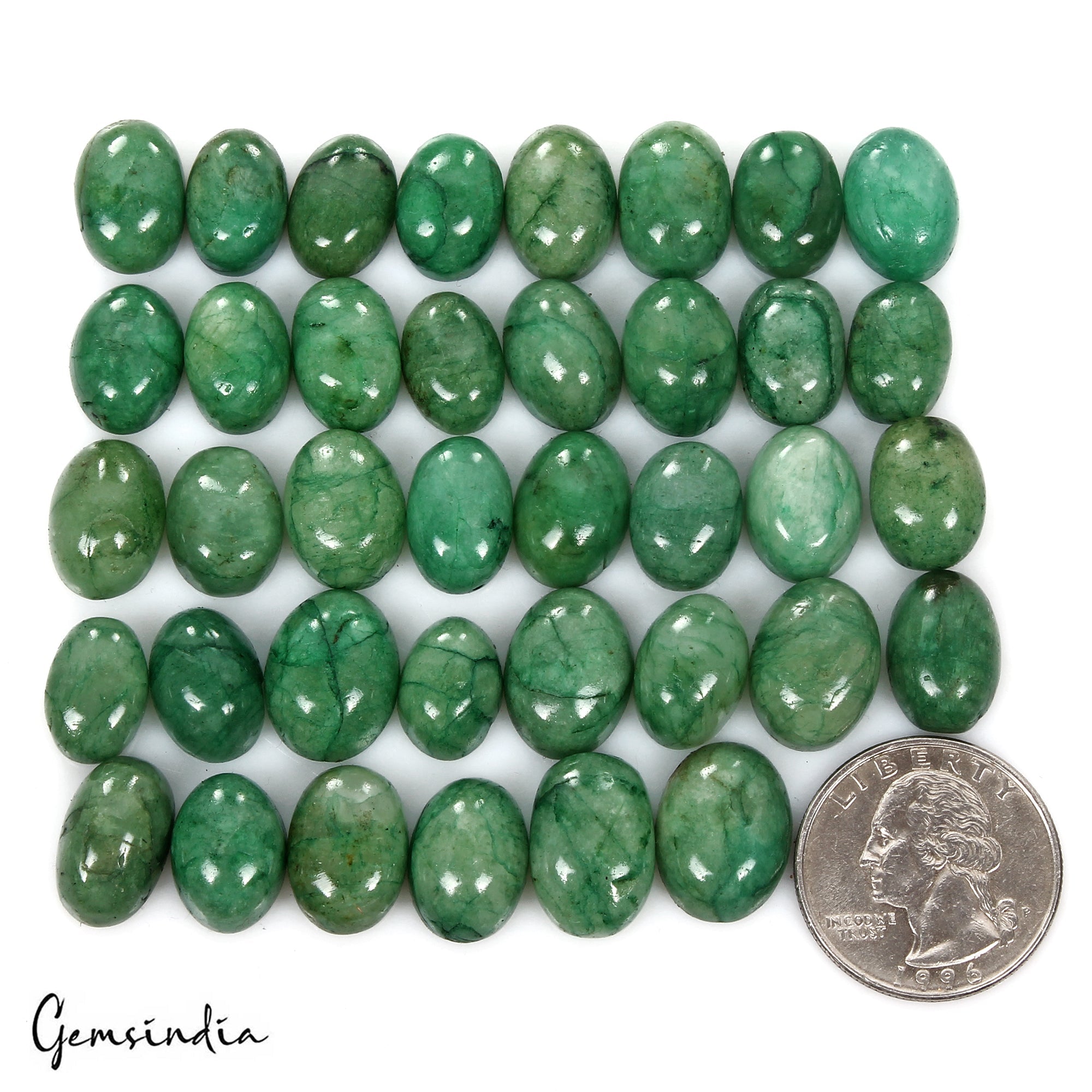 300 Ct/38 Pcs Natural Brazilian Green Emerald Oval Cab Loose Gem Lot For Jewelry