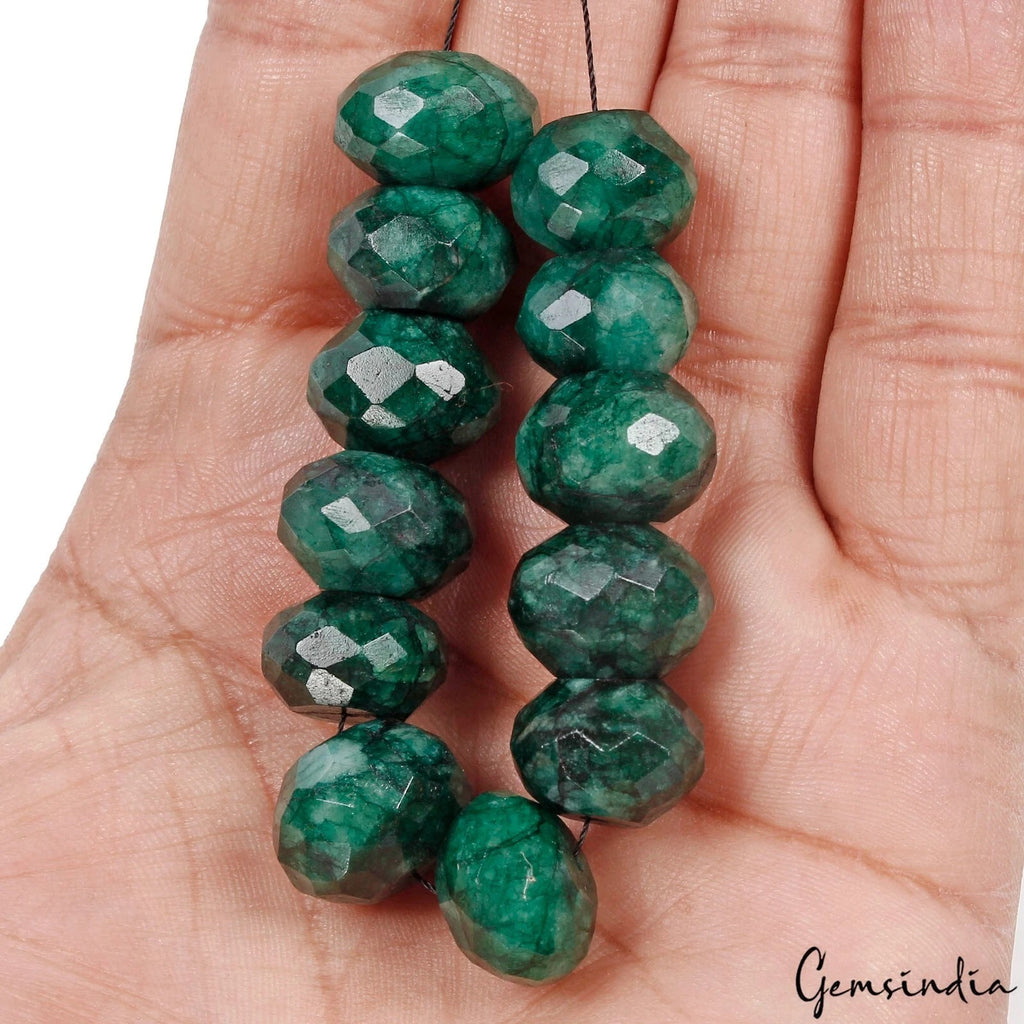 Emerald Beaded Strand, Color Enhanced, Green — 14mm To 16mm, 210 Ct, Brazil