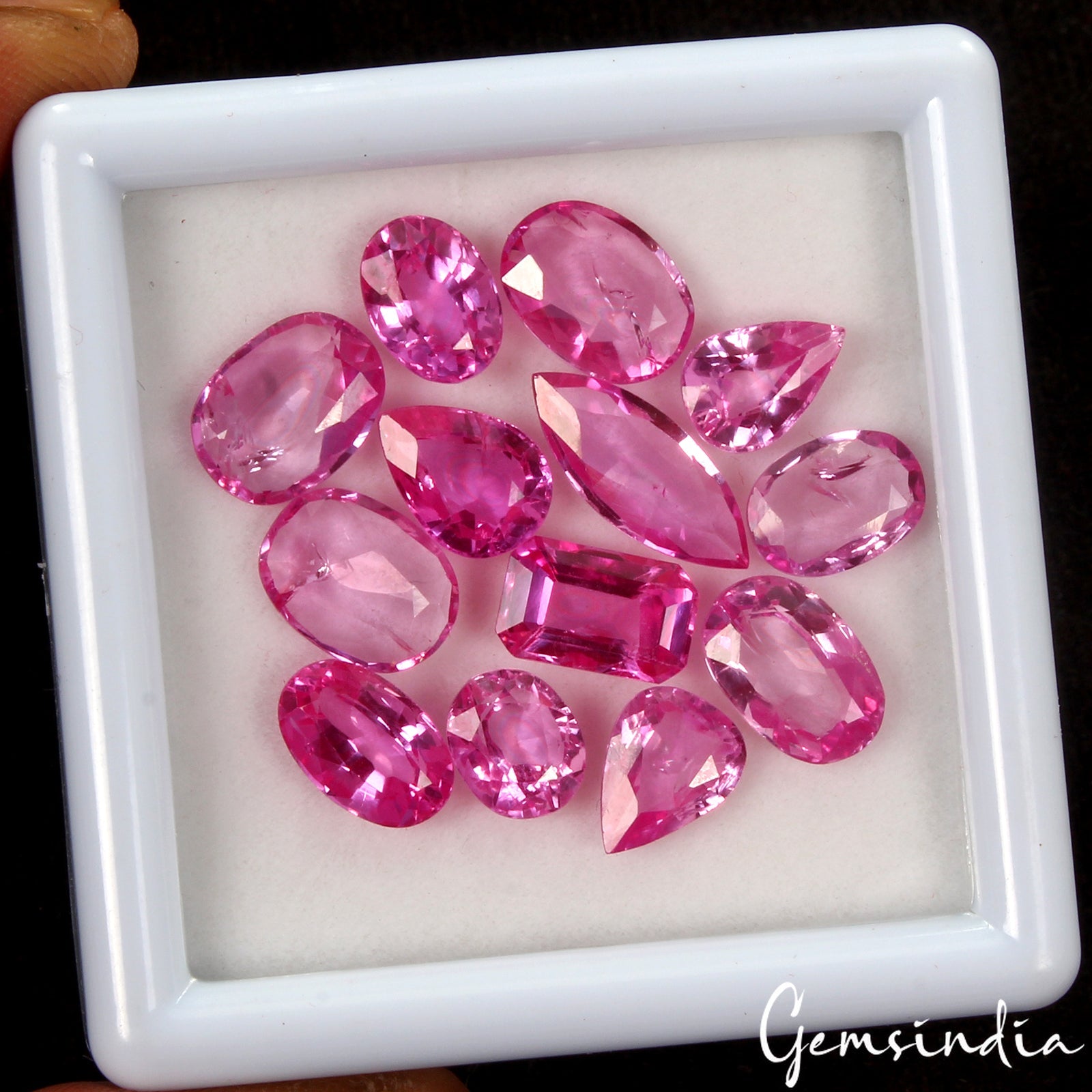 13 Pcs Beautiful Hydro Pink Ruby Mix Faceted Cut Loose Gems For Jewelry~35.10 Ct