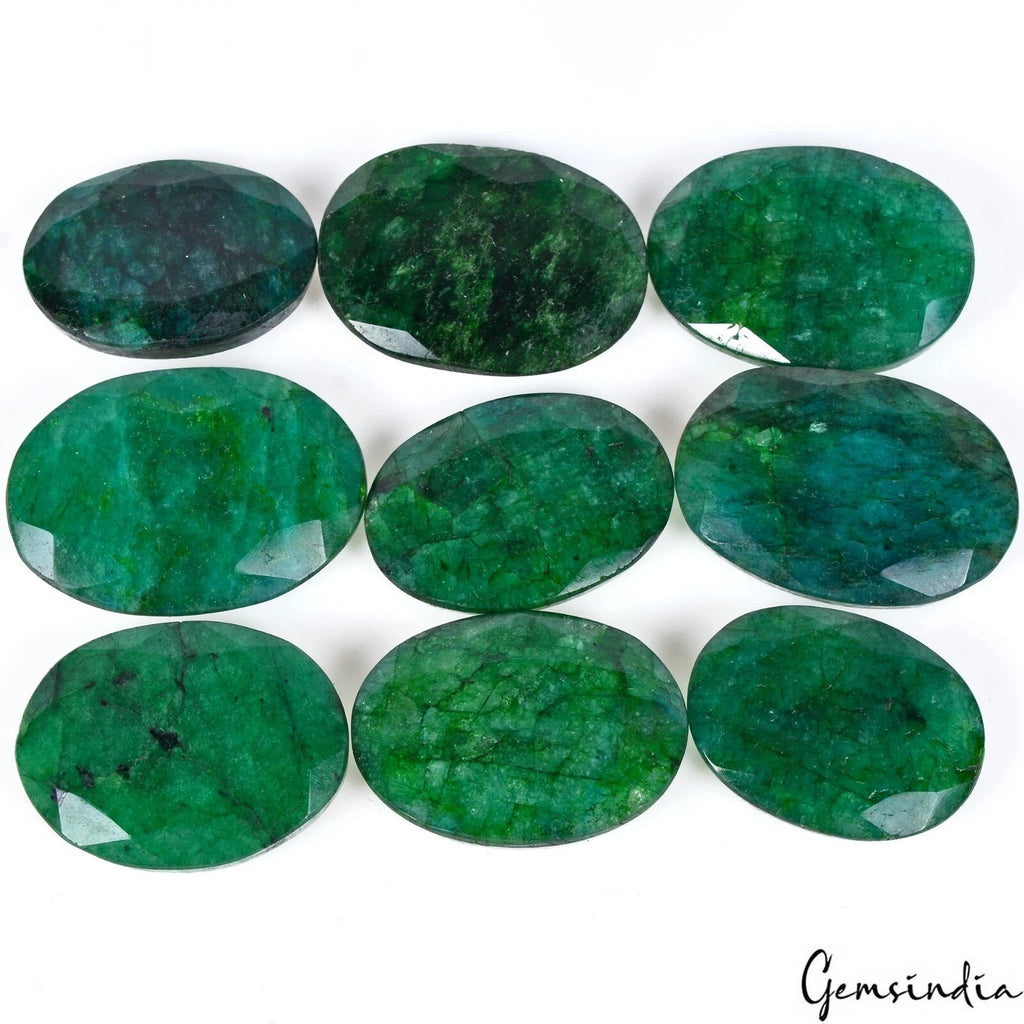 Emerald Lot, Loose Gemstone, Green — 9 Pieces, 33mm to 40mm, 700 Ct, Zambia