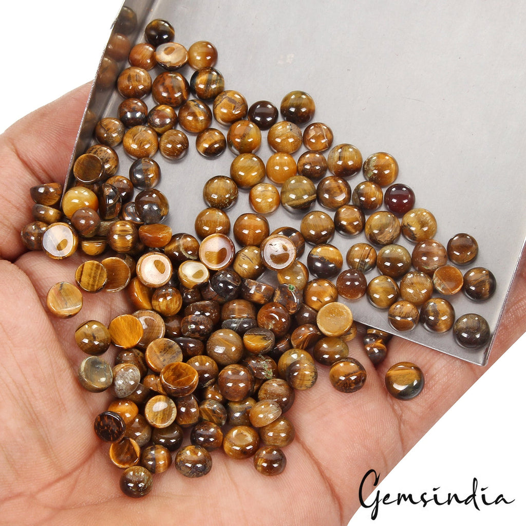 Natural Loose Tiger Eye Gemstone 6-7mm/200Ct/160 Pc Lot Round Cabochon Untreated