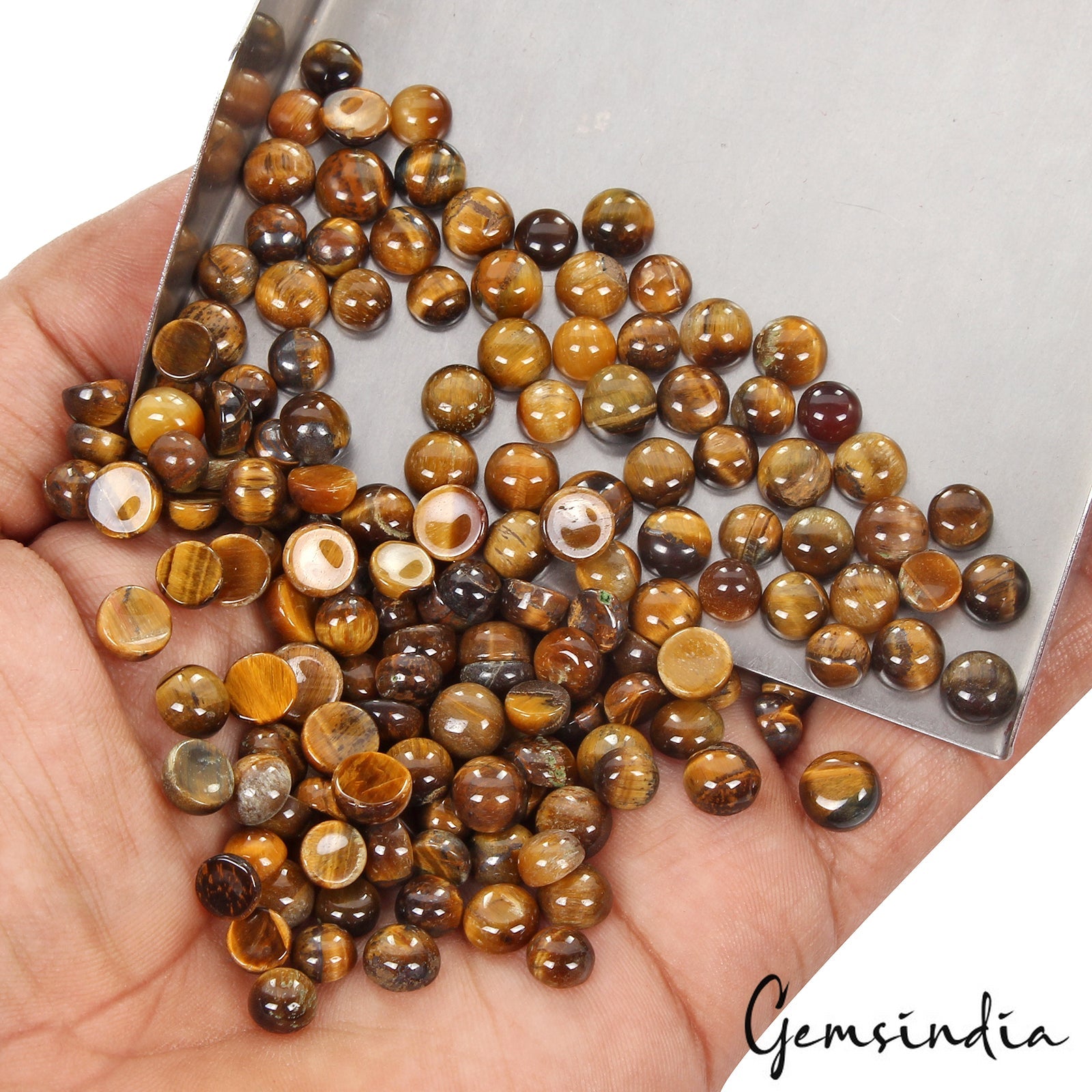 Natural Loose Tiger Eye Gemstone 6-7mm/200Ct/160 Pc Lot Round Cabochon Untreated