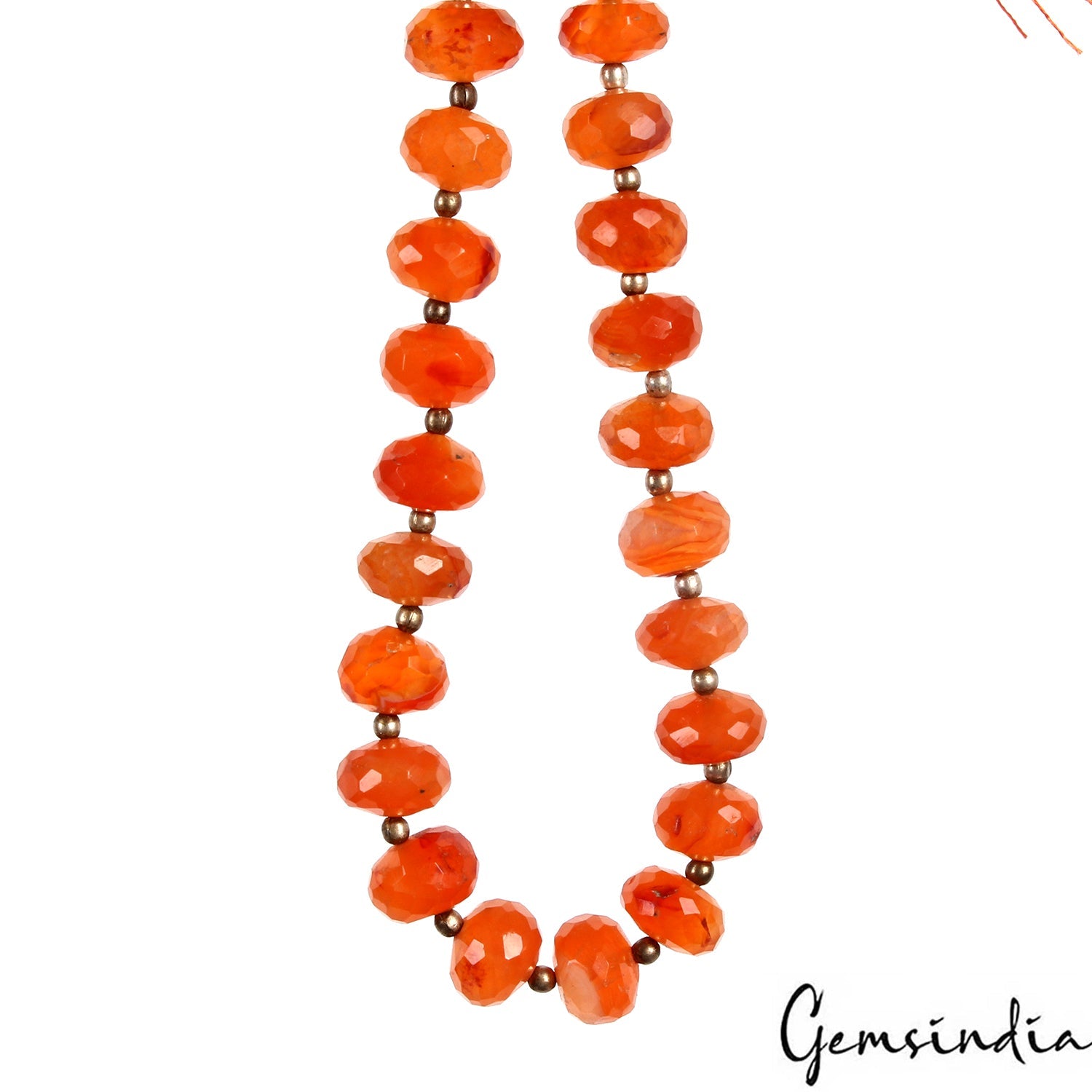 90.20 Ct 8-9mm Natural Faceted Orange Carnelian Round Beads Gemstones Strand~8"