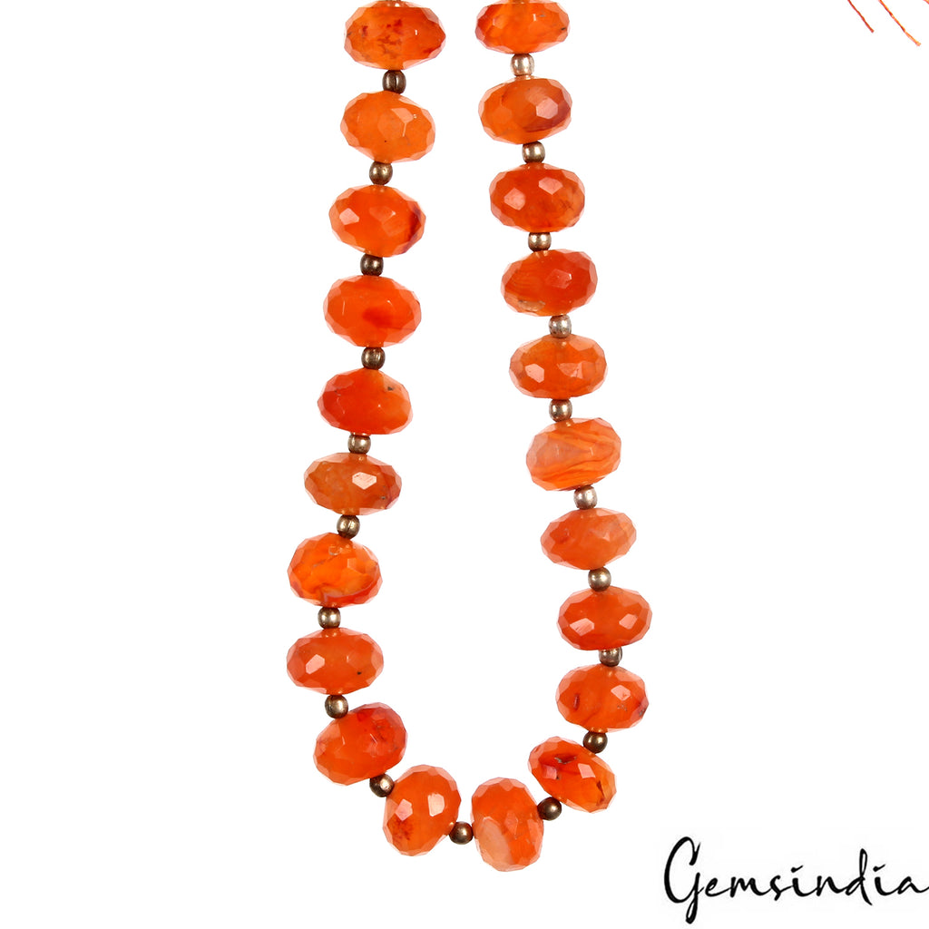 Carnelian Beaded Strand, Untreated, Orange — 8mm to 9mm, 90.20 Ct