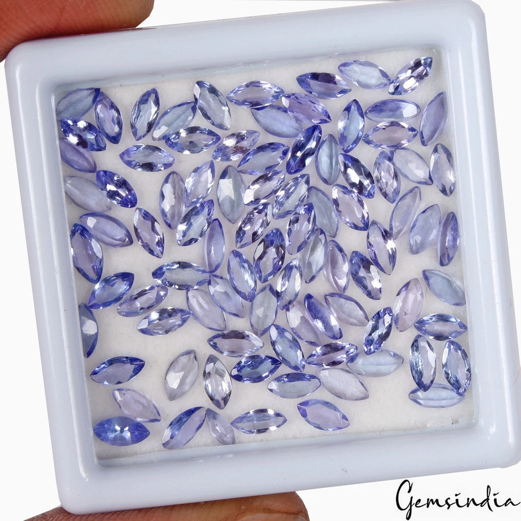 Tanzanite Lot, Loose Gemstone, Marquise Cut, Untreated — 87 Pieces, 4mm to 5mm, 10.40 Ct