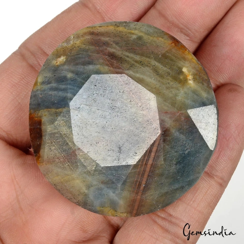 Certified 550 Cts Natural Untreated Bi Color Sapphire Round Cut Loose Huge Gem