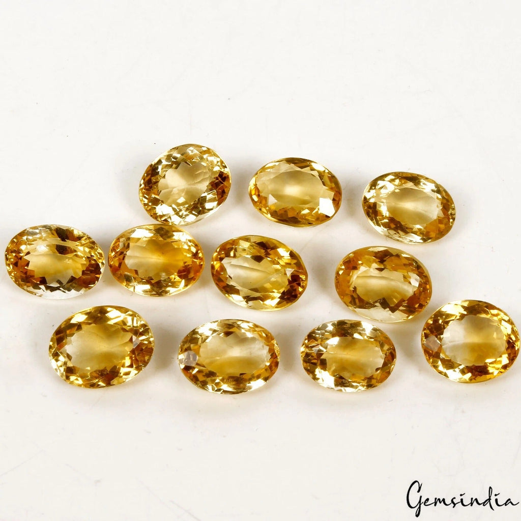 79 Ct Natural Yellow Citrine 13mm-14mm Oval Cut Loose Eye Clean Gemstones ~11 Pc