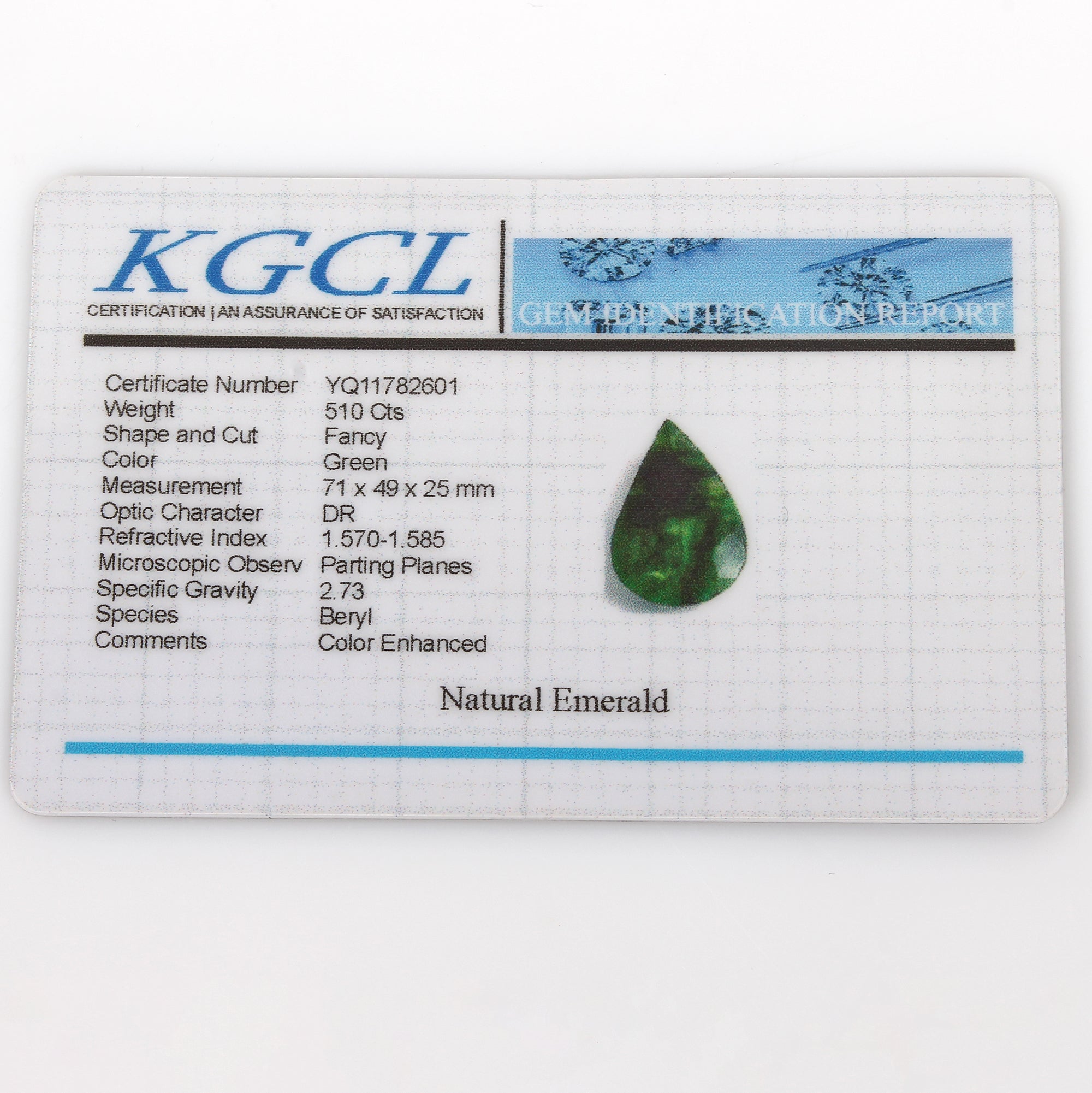 Certified 500 Ct Natural Brazilian Green Emerald Pear Leaf Faceted Cut Loose Gem