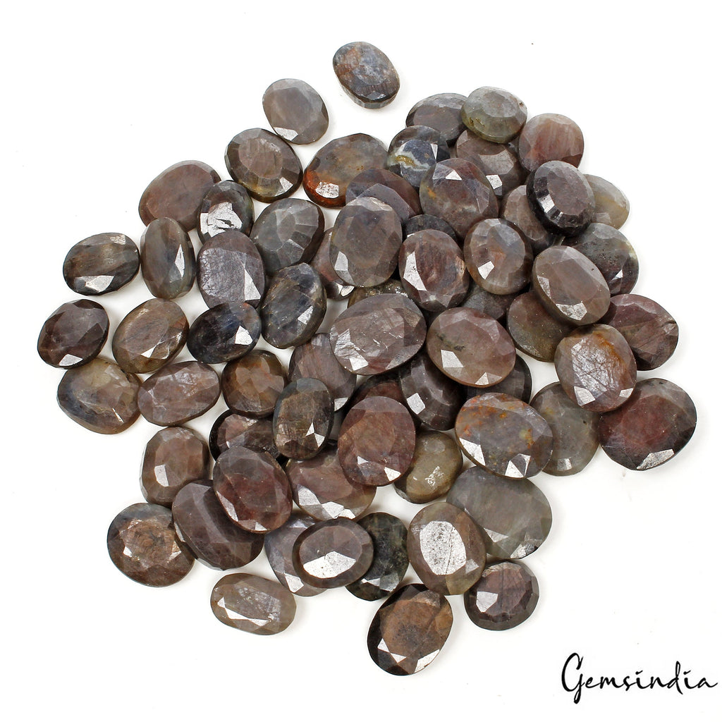 500 Ct Natural Untreated Gray Sapphire Oval Faceted Loose Gemstone Lot 65 Pcs