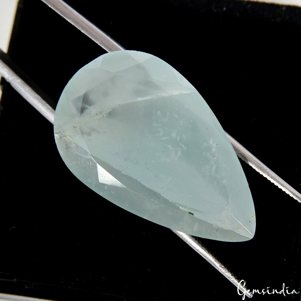 Certified 30.50 Cts Natural Untreated Aqua Green Aquamarine Pear Gem For Pendant