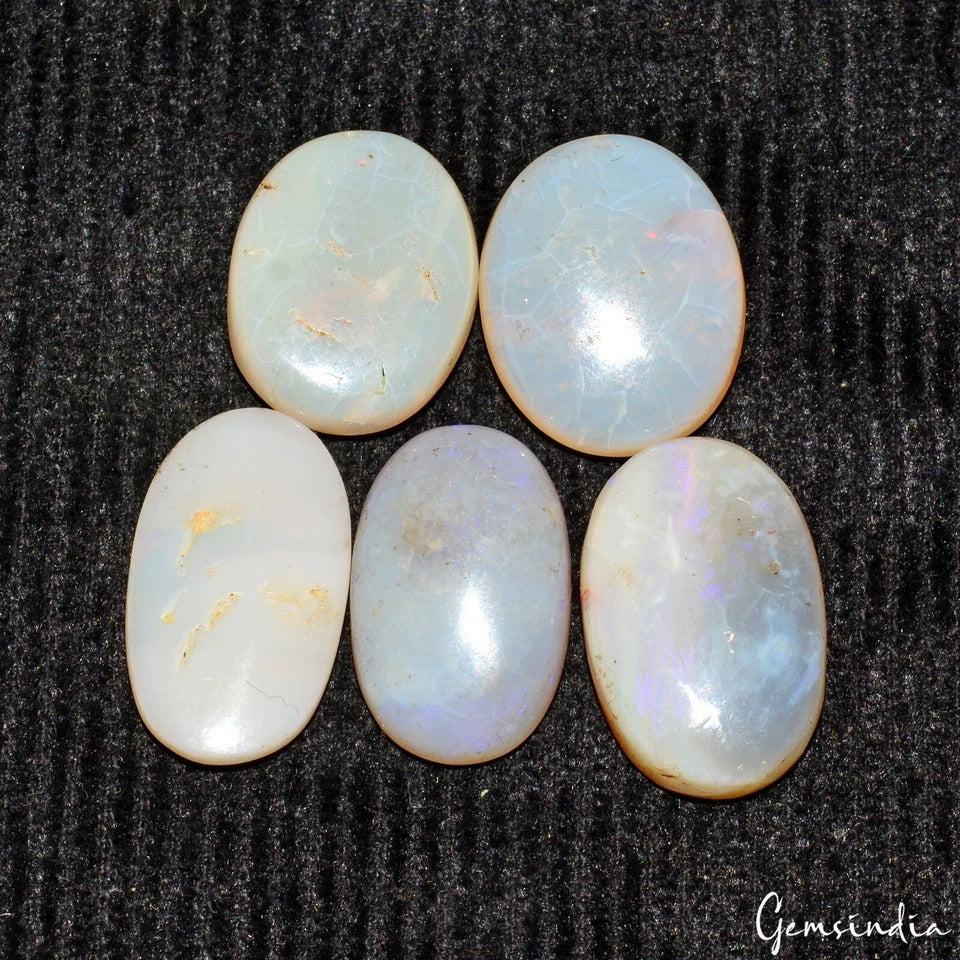 38.70 Cts Natural Australian Opal Multi Shine Loose Oval Cab Jewelry Gemstones